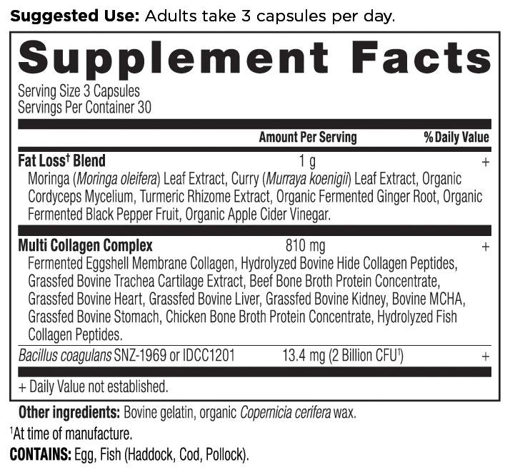 Multi Collagen Advanced Lean Capsules supplement label