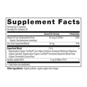 Regenerative Organic Certified™ Leaky Gut Support supplement label