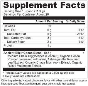 Ancient Elixirs Superfood Cocoa Powder supplement label