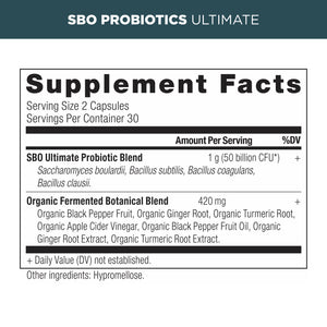 sbo probiotics supplement label