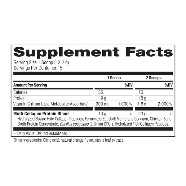 multi collagen protein immune powder supplement label