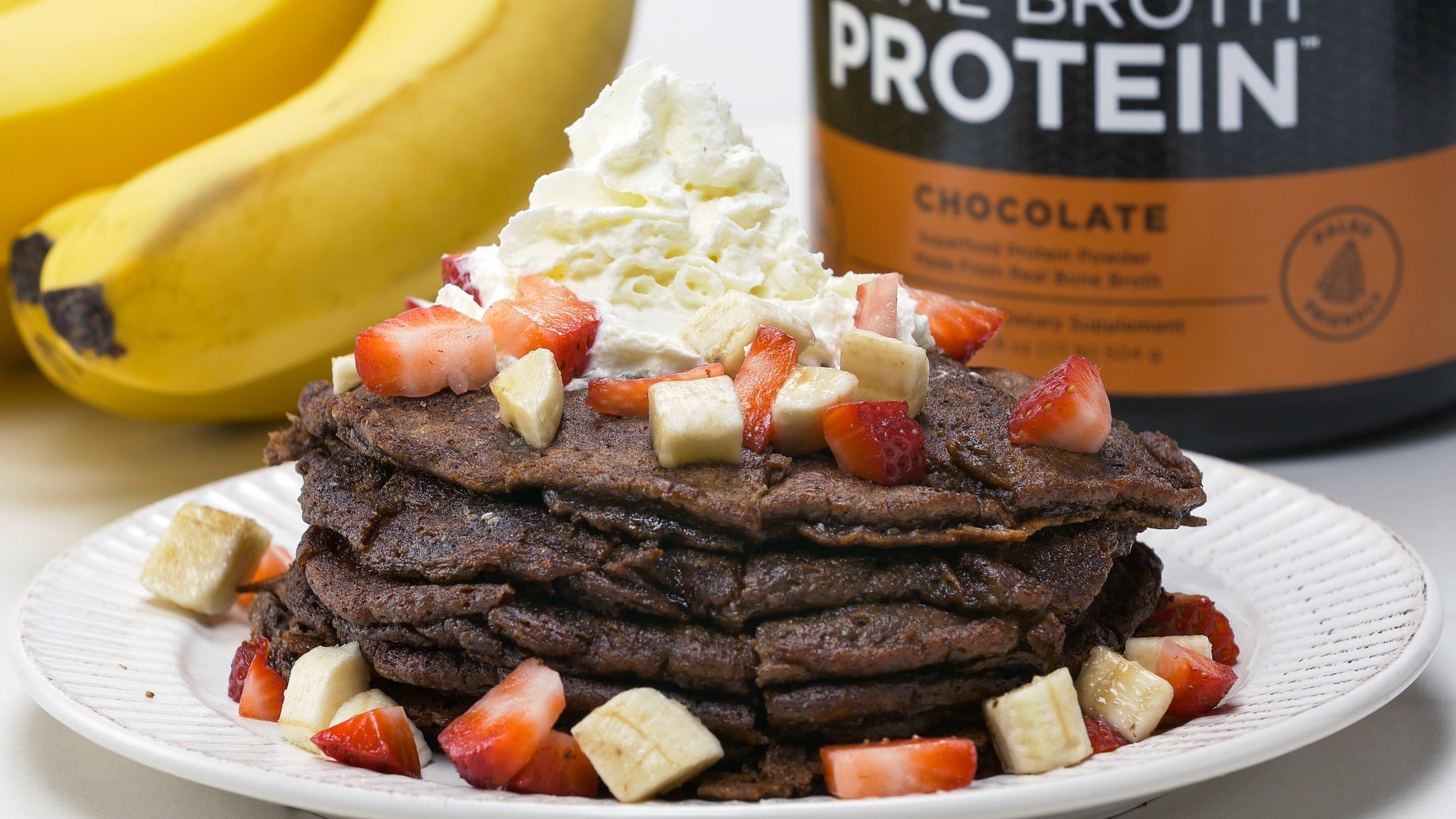 Chocolate Banana Pancakes Recipe with Bone Broth Protein Chocolate