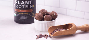 Chocolate "cookie dough" vegan protein balls recipe
