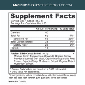 superfood cocoa supplement label