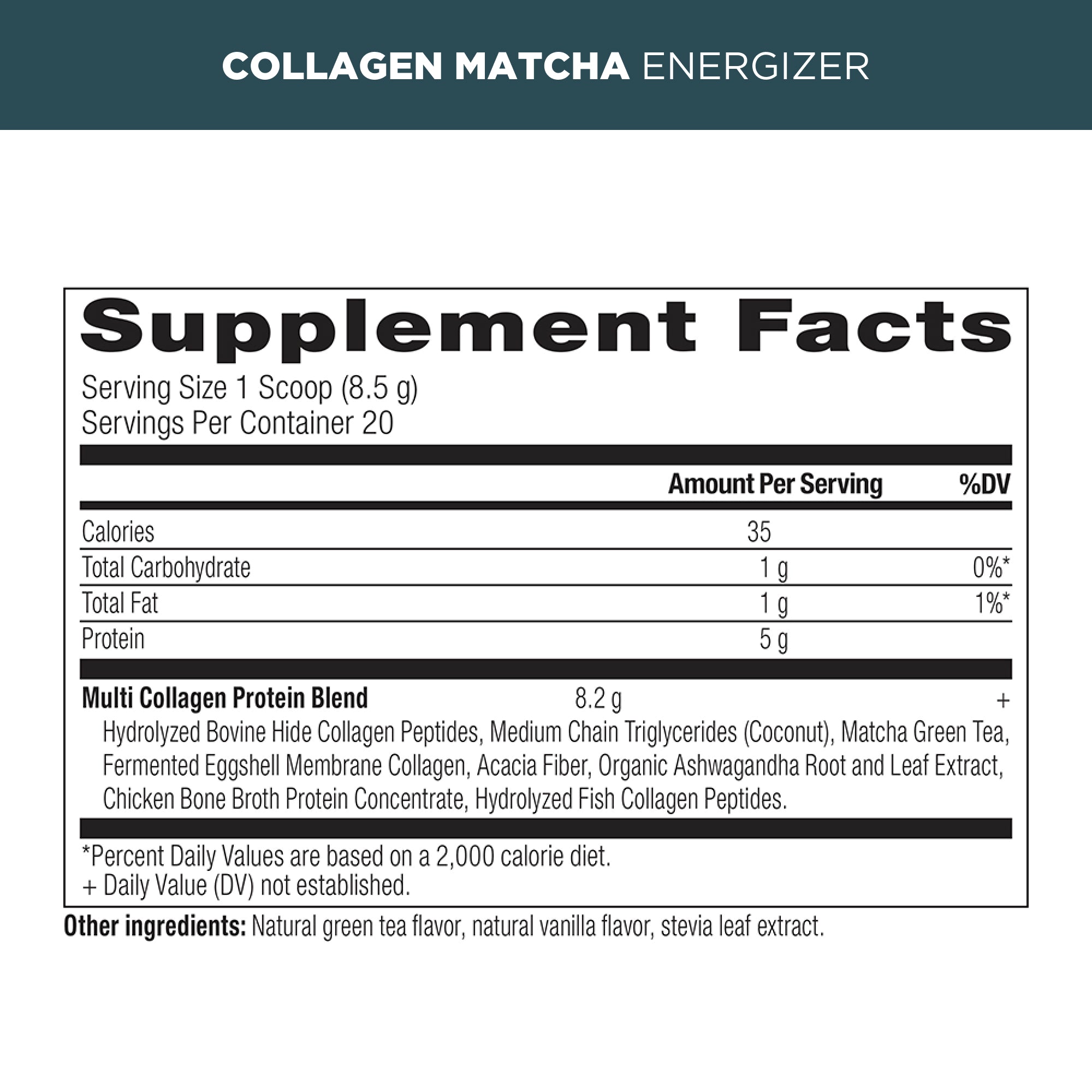 collagen matcha supplement label