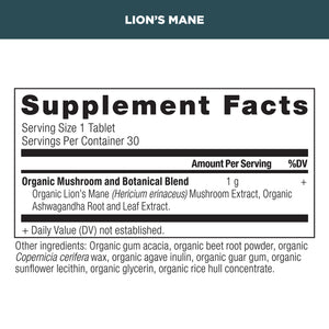 Lion's Mane supplement label