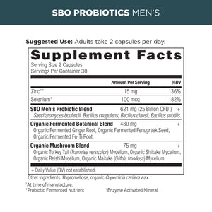 sbo probiotics men's supplement label