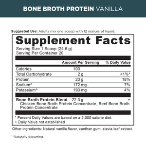 Bone broth protein powder vanilla supplement label