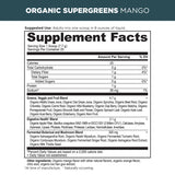 organic supergreens mango supplement label