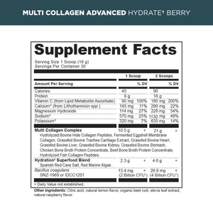 multi collagen advanced berry supplement label