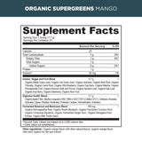 organic supergreens mango supplement label