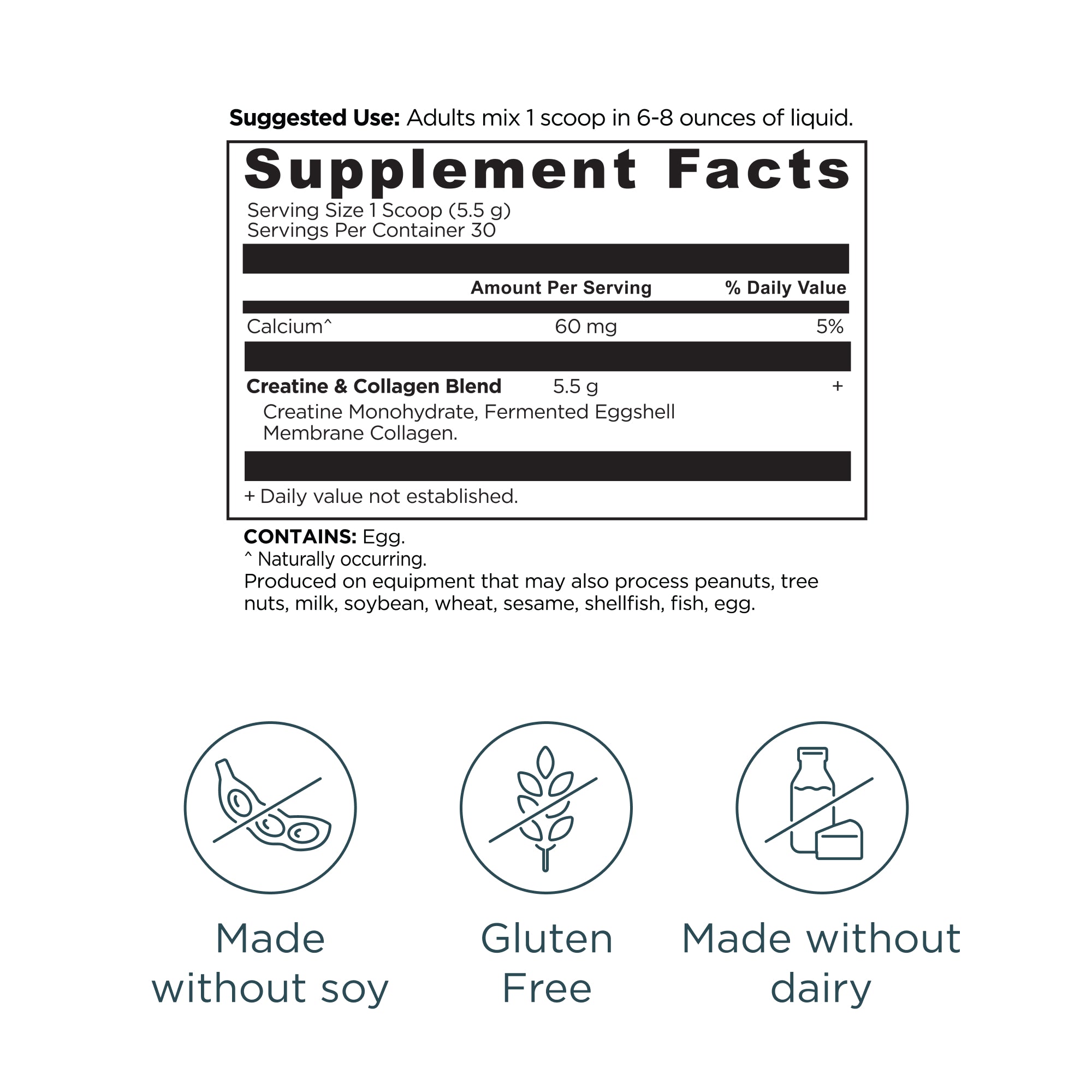 Creatine + Collagen | Powder Unflavored (30 Servings)