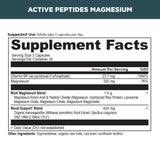 Supplement label for Active Peptides Magnesium with supplement facts and ingredients listed.