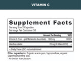 Vitamin C supplement facts panel