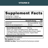 Vitamin D supplement facts panel