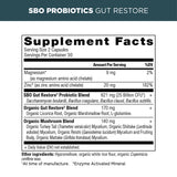 SBO Probiotics Gut Restore Supplements Facts panel