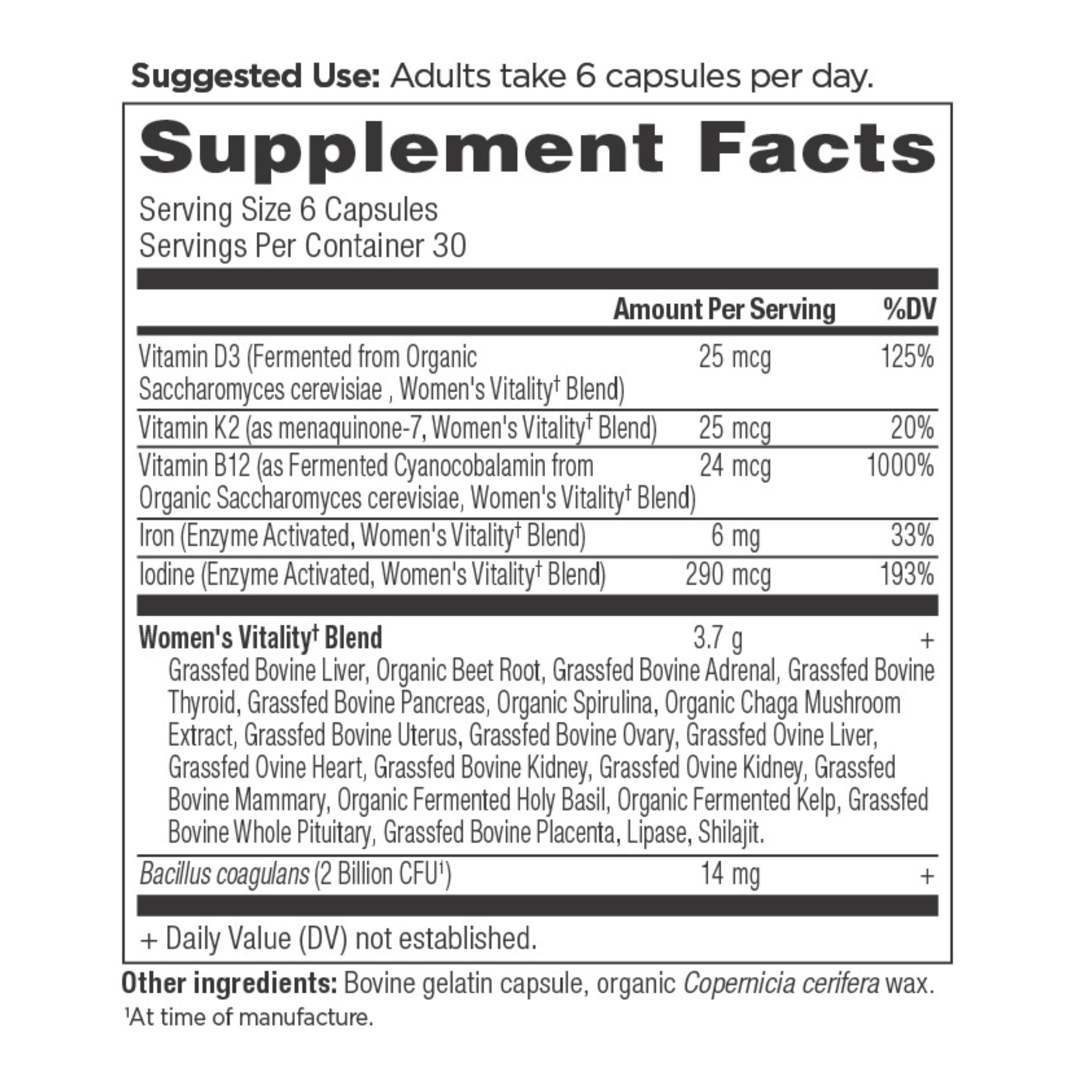 organ blend womens vitality supplement