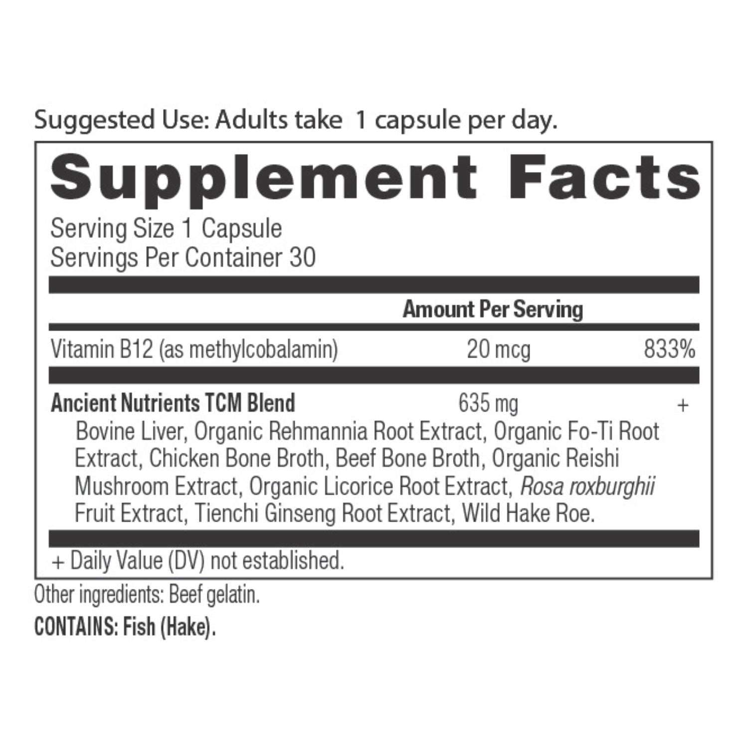 vitamin B12 supplement label