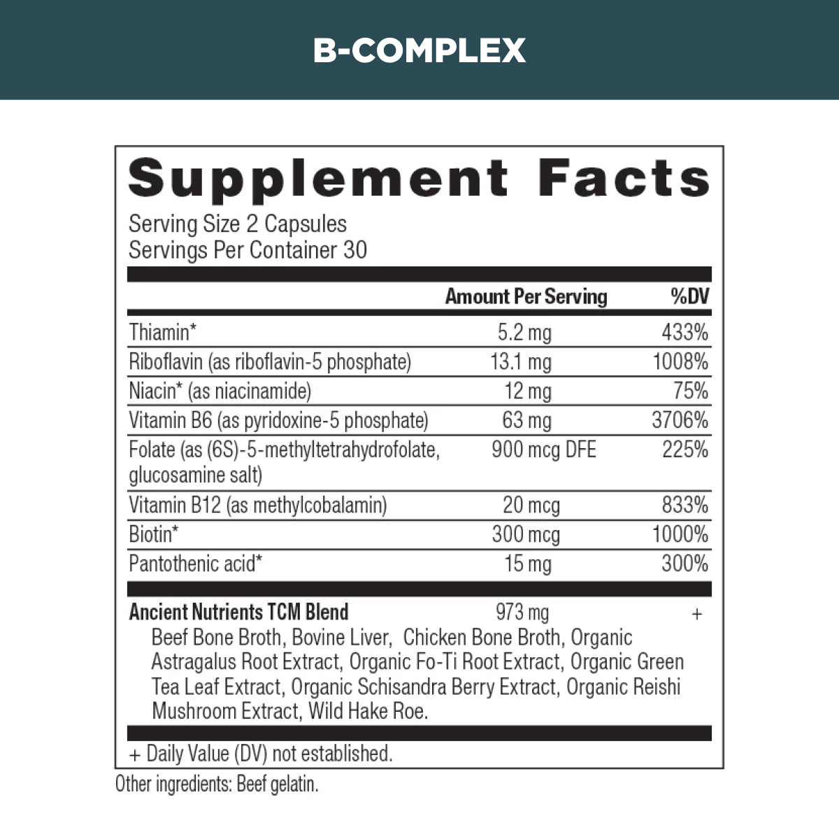 b complex supplement label