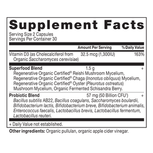 Regenerative Organic Certified® Women's Extra Strength Probiotics Capsules (60 Capsules) supplement label