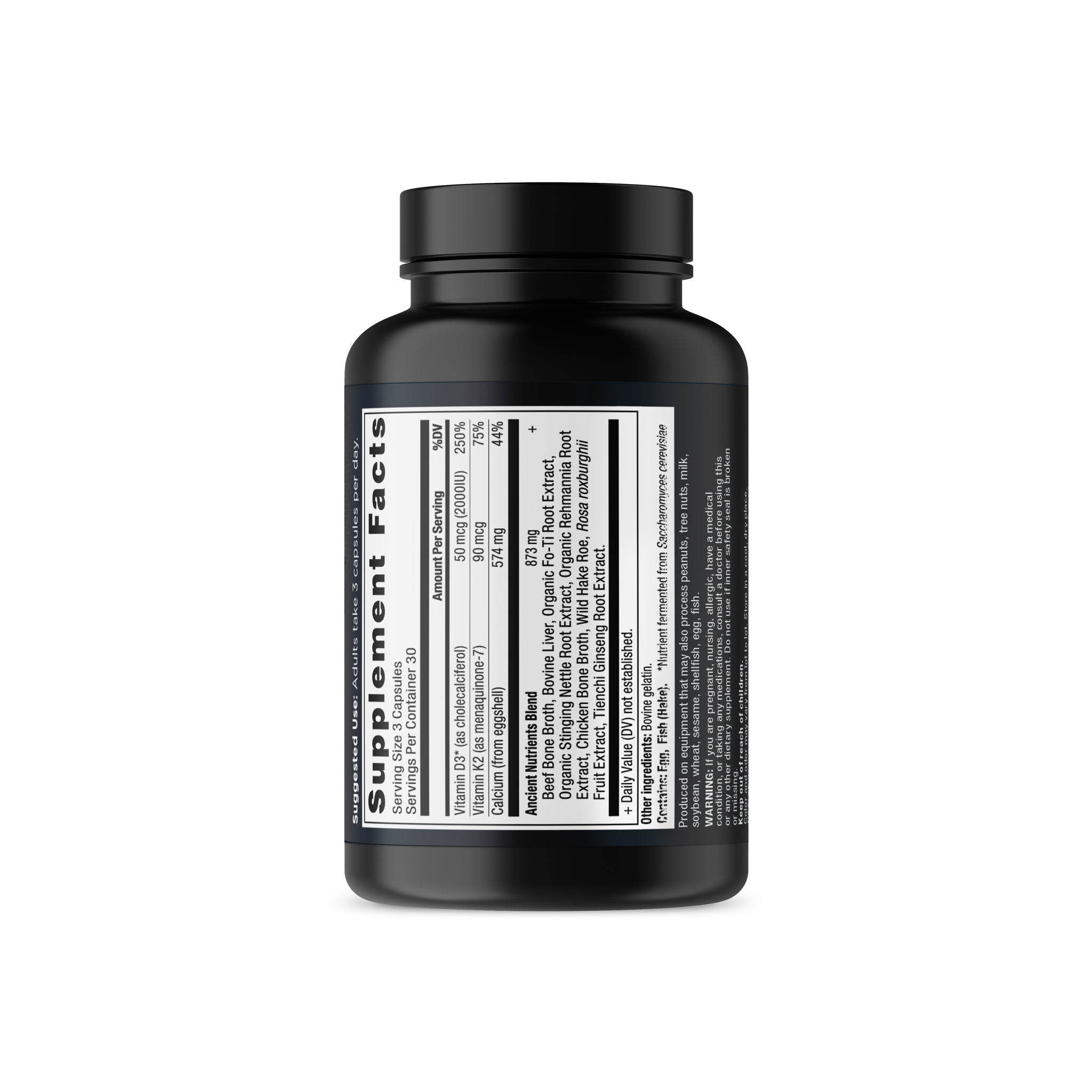 ancient nutrients calcium back of bottle