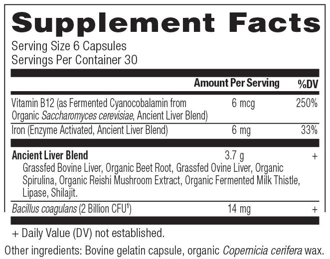 grass-fed liver capsules supplement label