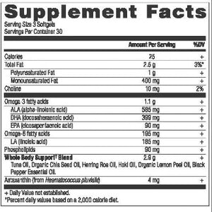 omegas whole body supplement label