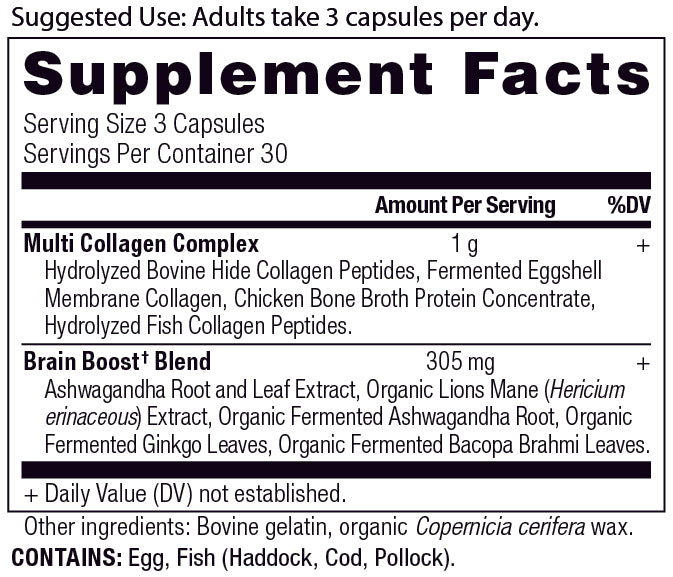 Brain Boost Capsules Supplement Facts Panel 