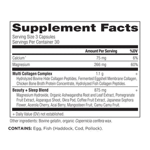 multi collagen capsules beauty sleep supplement label