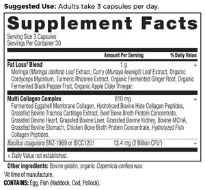 Multi Collagen Advanced Lean Capsules supplement label