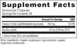 vitamin C + probiotics supplement label