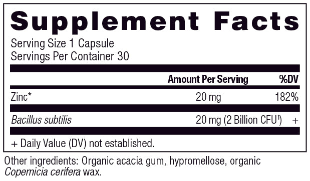 zinc supplement label