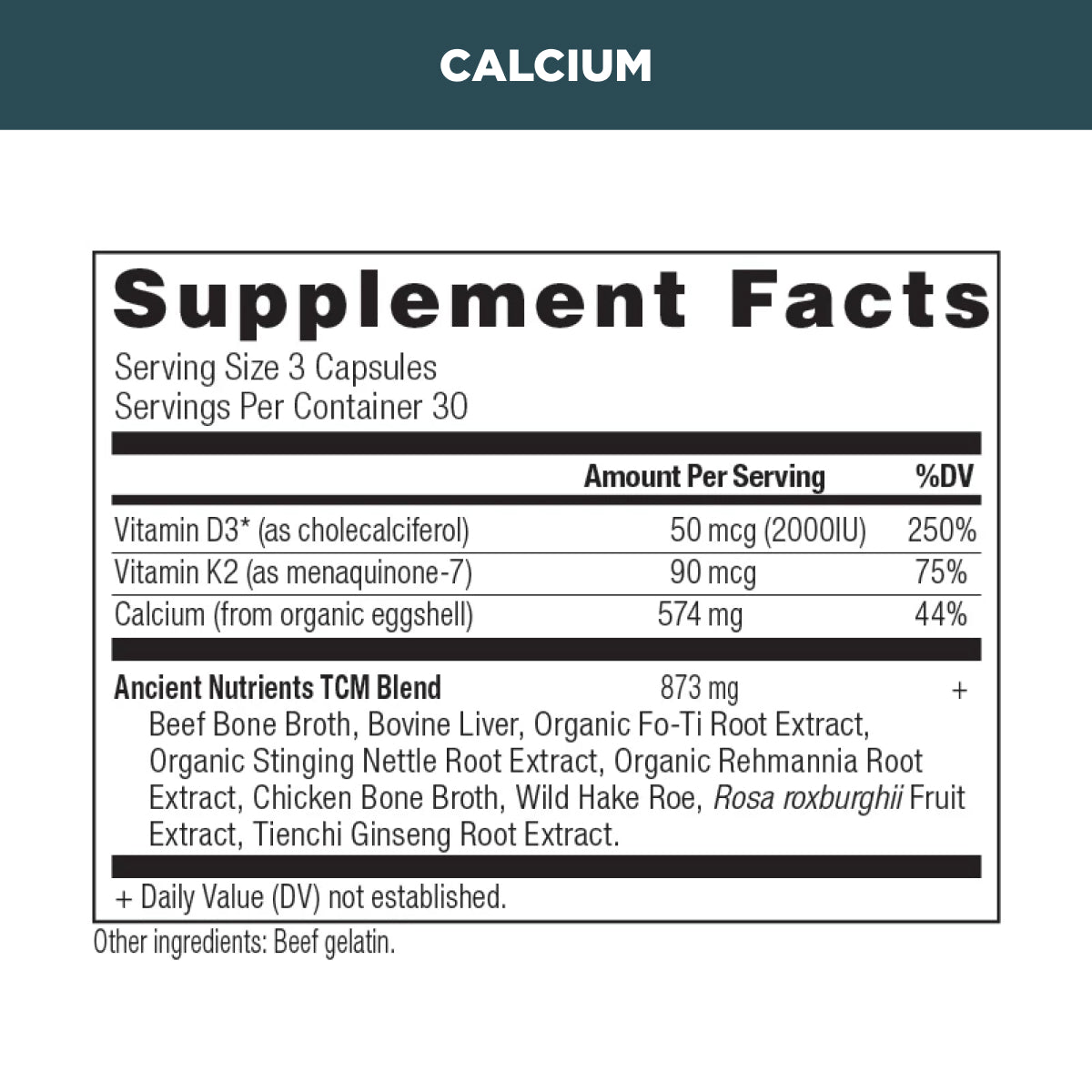 calcium supplement label