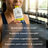 a person taking a creatine + collagen lemon gel packet