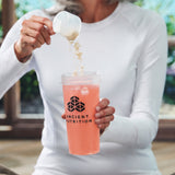 a person scooping Whey Protein Powder Unflavored into a shaker bottle