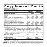 Supplement facts label for a multi collagen complex supplement.
