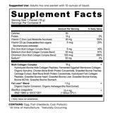 Supplement facts label with detailed nutritional information on a white background