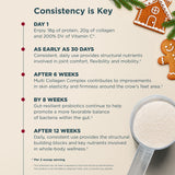 timeline image for Multi Collagen Protein Powder Gingerbread (24 Servings). It says consistency is key