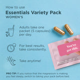 how to use womens essentials variety pack
