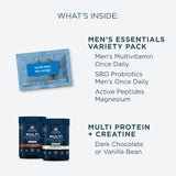 what's inside the Men’s Foundational Kit - Men's essential variety pack and multi protein + creatine
