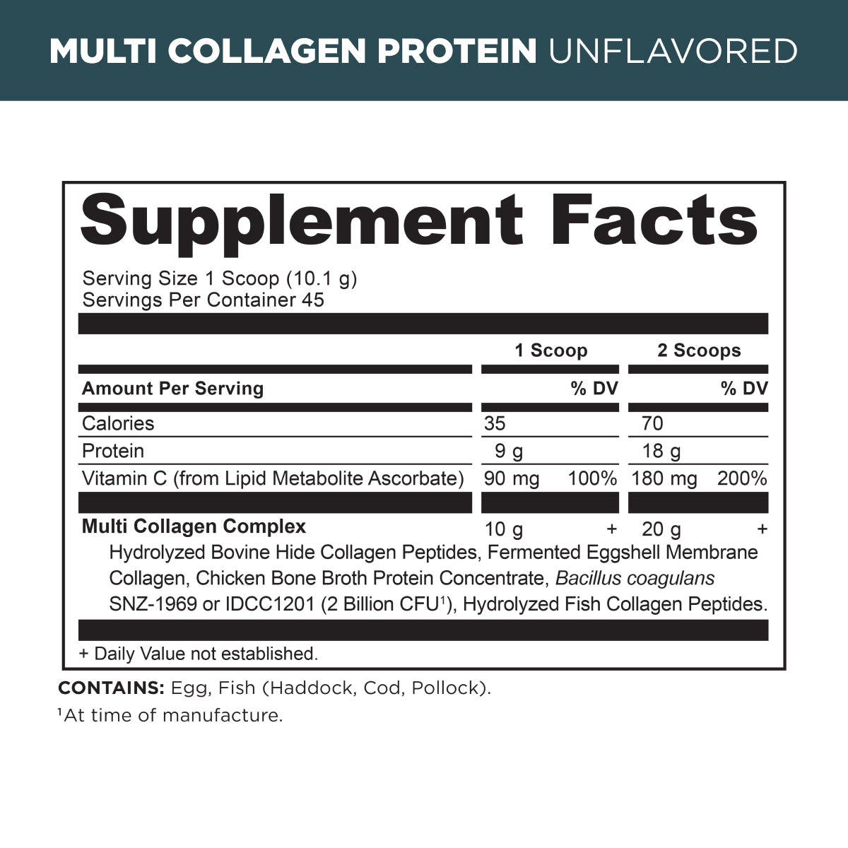 multi collagen protein supplement label