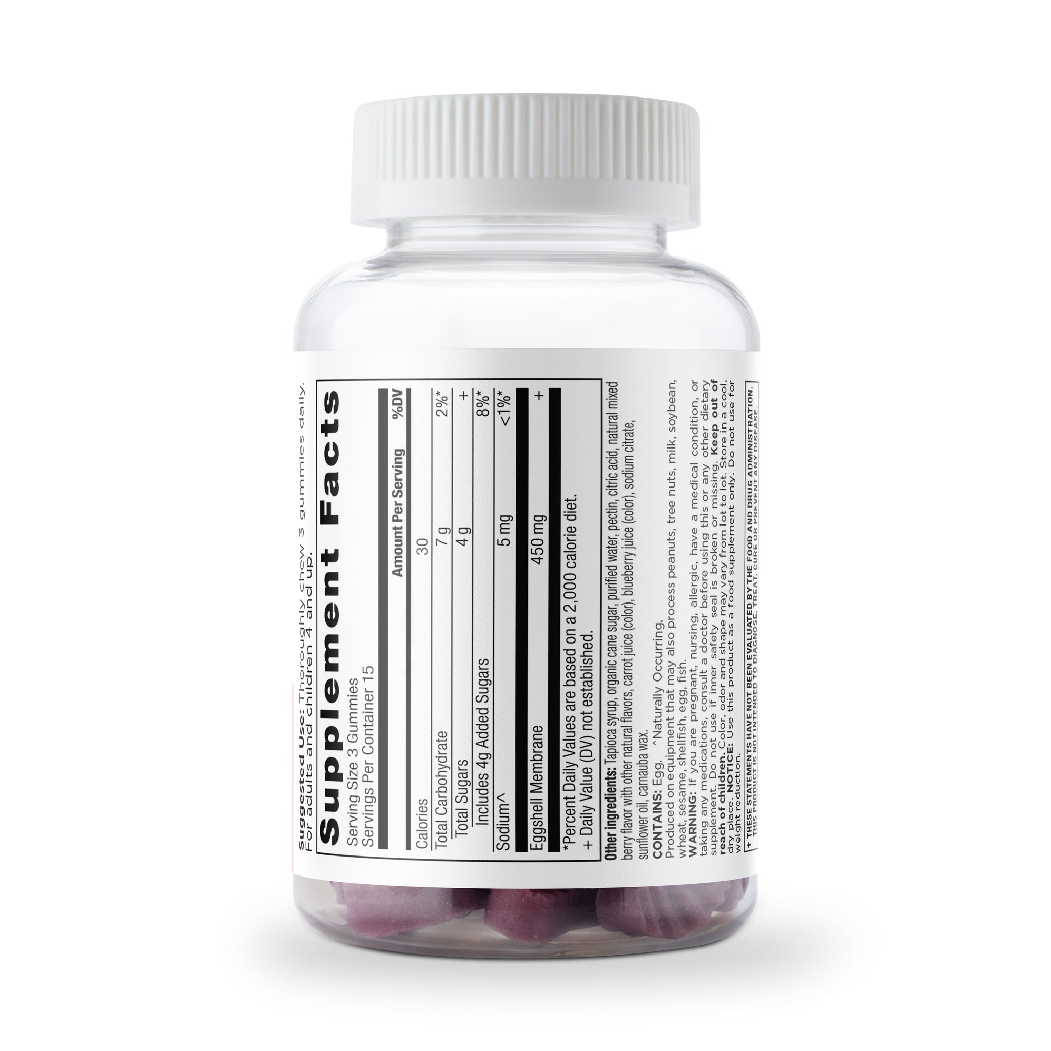 Supplement Facts- Back of bottle