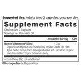 Women's Hormones Supplement Facts Panel