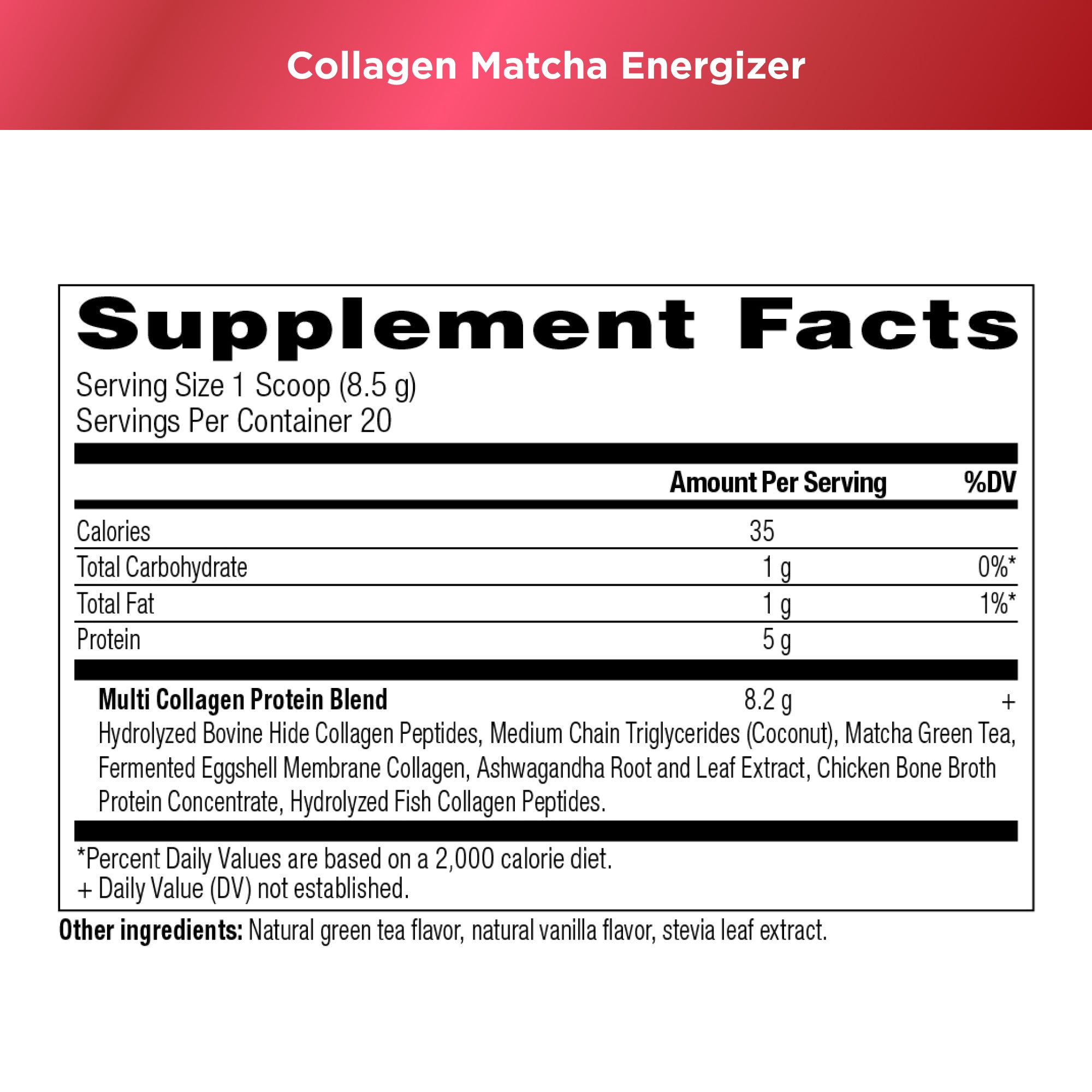 collagen matcha supplement label