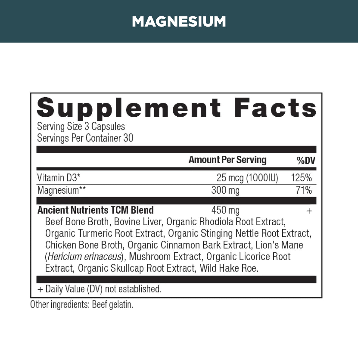 magnesium supplement label