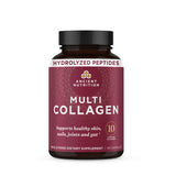 Multi Collagen Capsules (90 Capsules) bottle with a callout that says hydrolyzed peptides