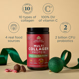Ancient Nutrition Multi Collagen Protein container with product details on a beige background