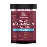 Multi Collagen Protein Powder Vanilla (45 Servings) bottle with a hydrolyzed peptides callout on the top of the bottle