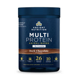 Ancient Nutrition Multi Protein container with dark chocolate flavor on a white background