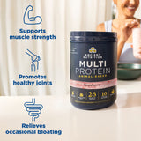 Ancient Nutrition Multi Protein container with text highlighting benefits on a neutral background